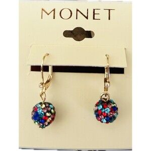 Monet Multicolor Bright GoldToned Crystal Ball Drop Fashion Drop Earrings